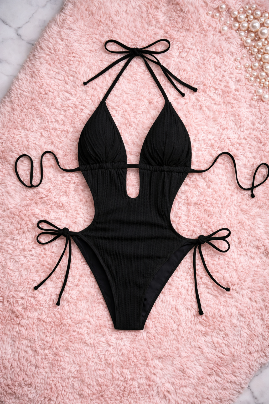 Černé sexy monokiny s průstřihem – Black Cut-Out Glam Swimsuit