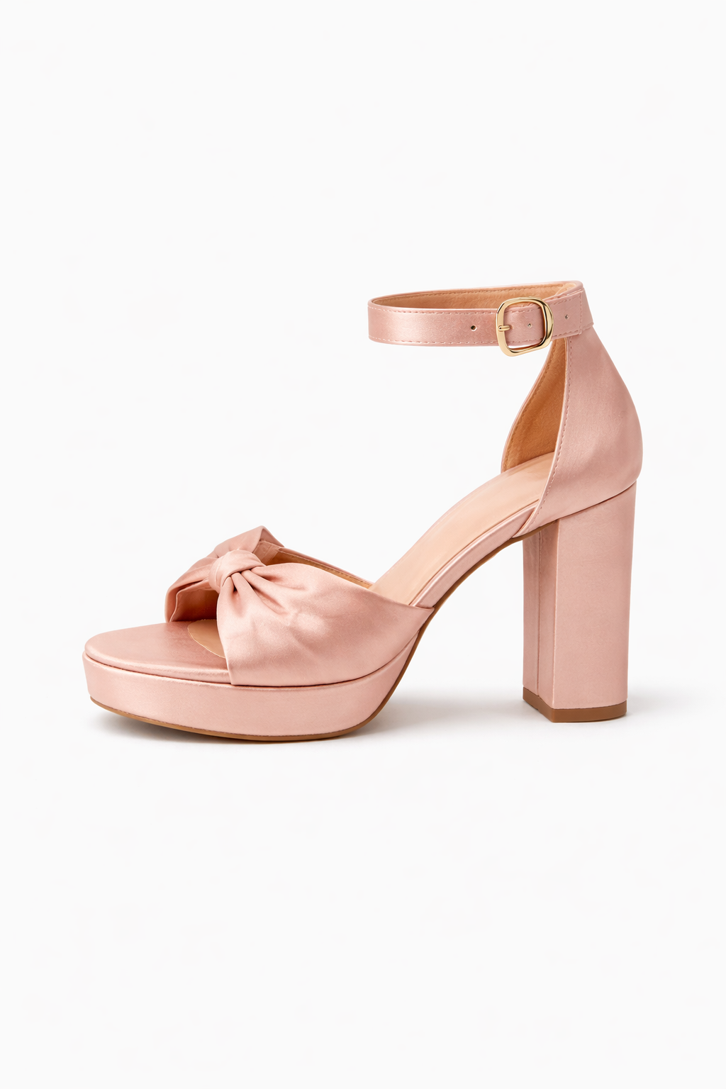 Elegantní sandálky s mašlí-Blush Satin Bow Heels