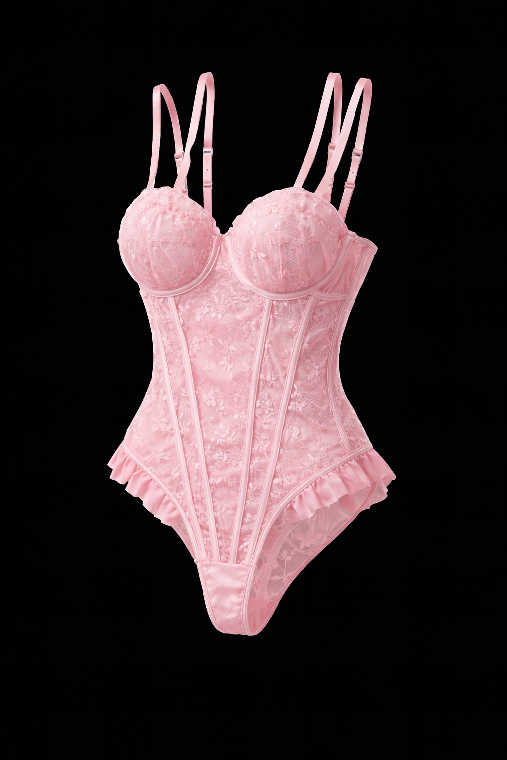 Růžové krajkové korzetové body – Soft Desire