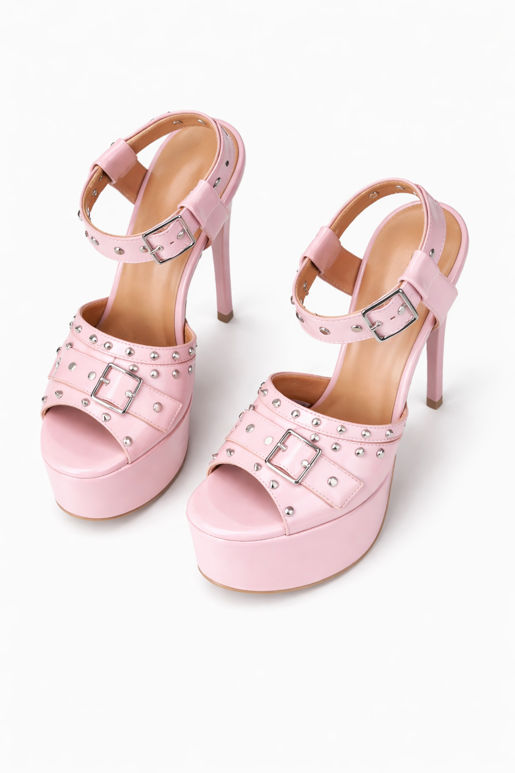 Růžové Glam platformy s cvočky