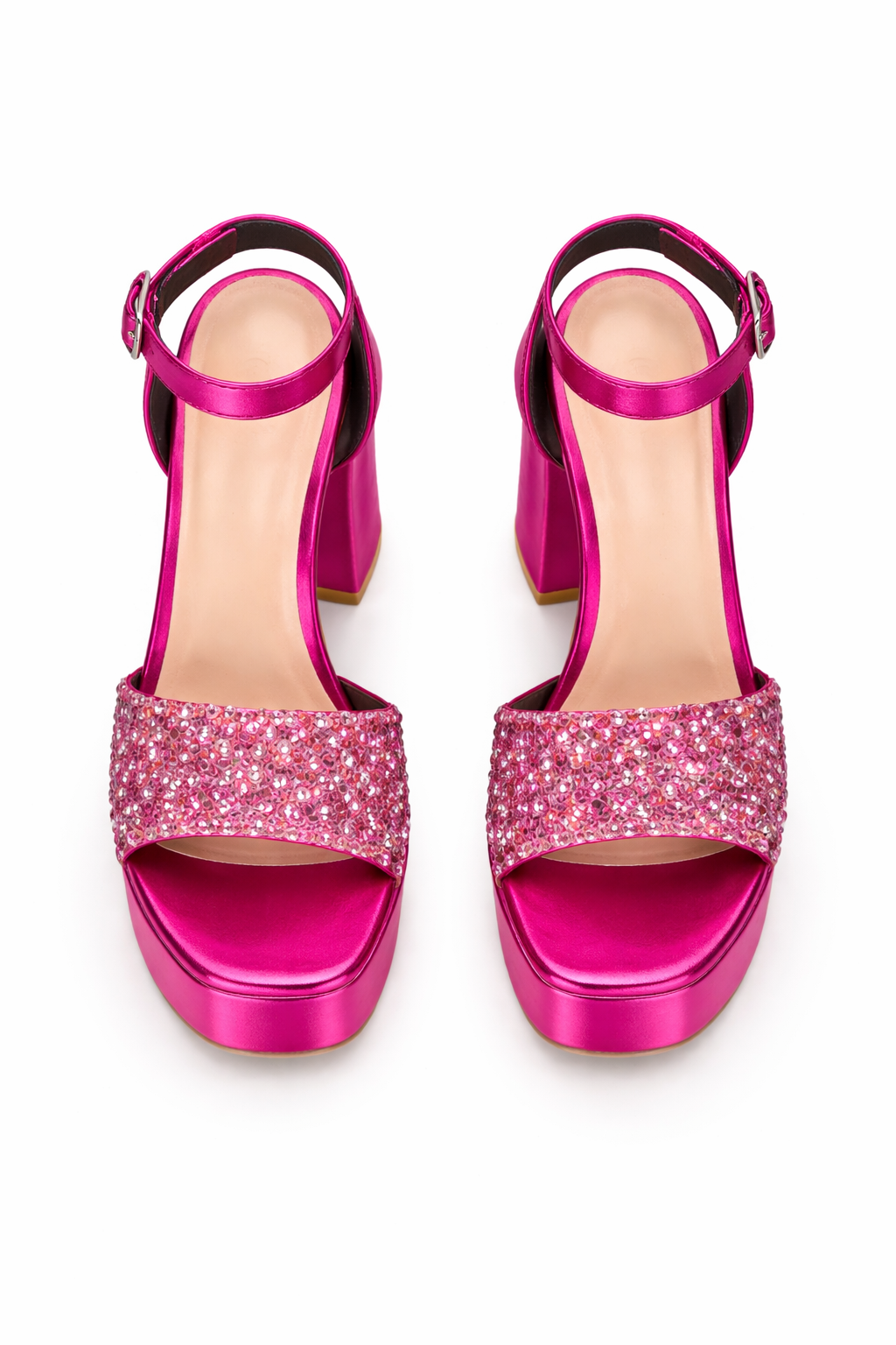 Glamour třpytivé sandálky-Pink Crystal Platform Heels