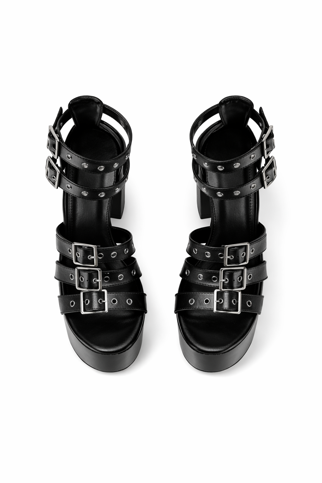 Černé Rebel platformy s přezkami