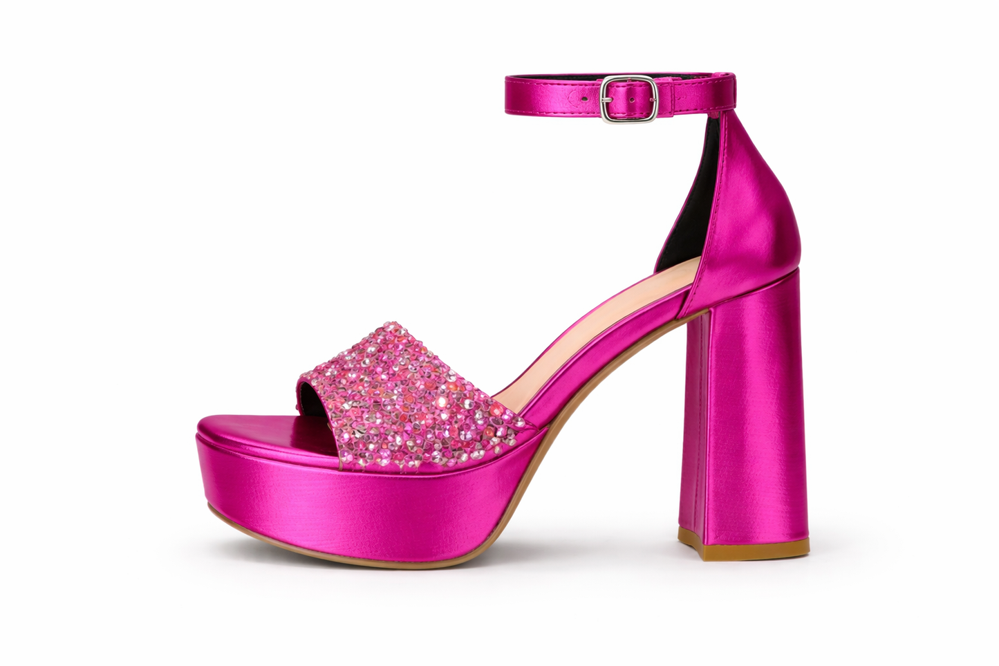 Glamour třpytivé sandálky-Pink Crystal Platform Heels