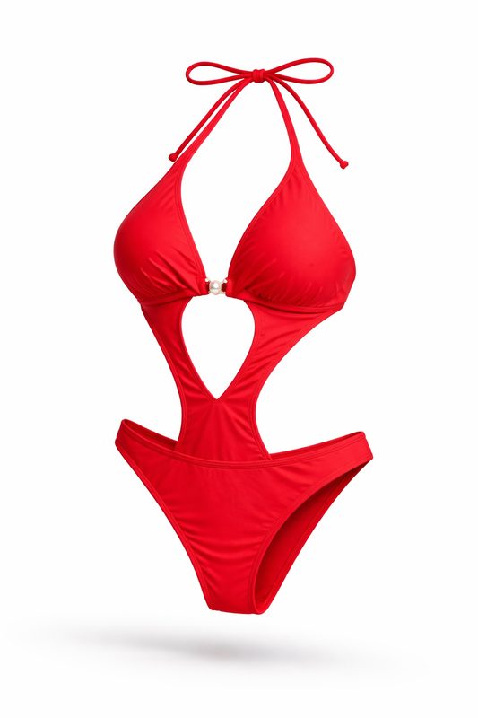Červené vykrojené monokiny – Red Cut-Out One Piece