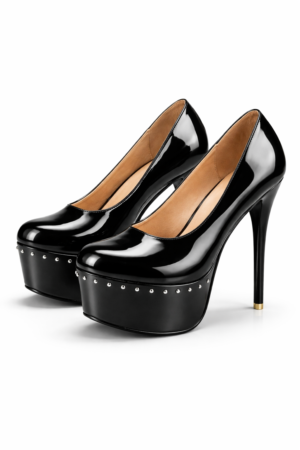 Lakované Stiletto-Black Extreme Platform Heels