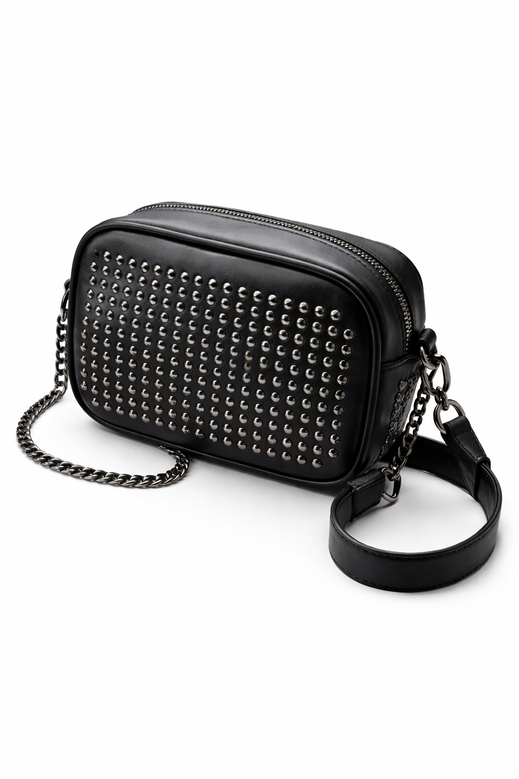 Černá kabelka s kovovými cvočky – Black Stud Chain Bag