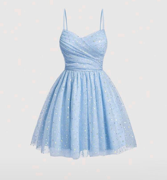 Světle modré třpytivé šaty Princess