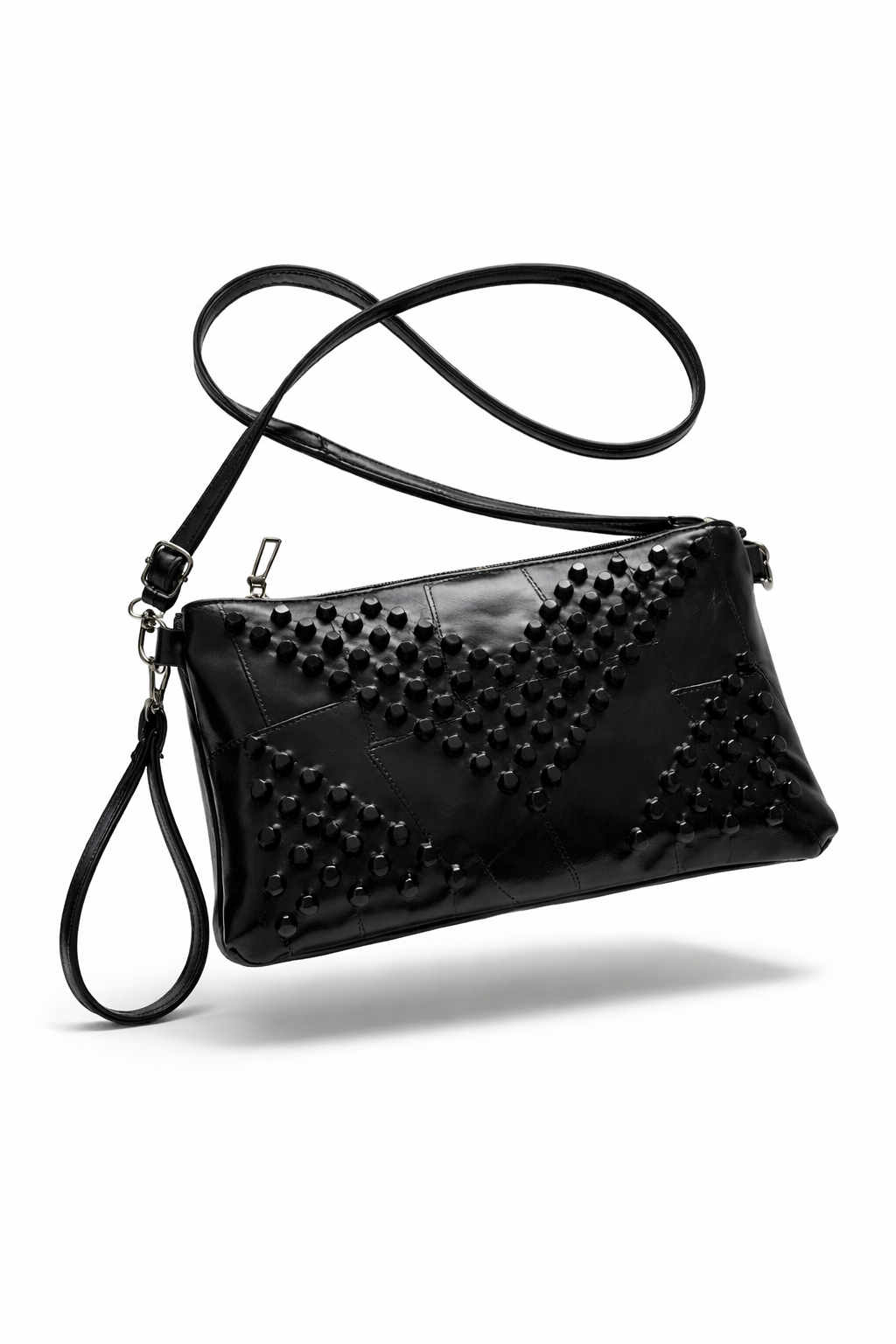 Černá kabelka s hroty – Black Stud Clutch Bag