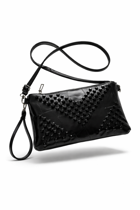 Černá kabelka s hroty – Black Stud Clutch Bag