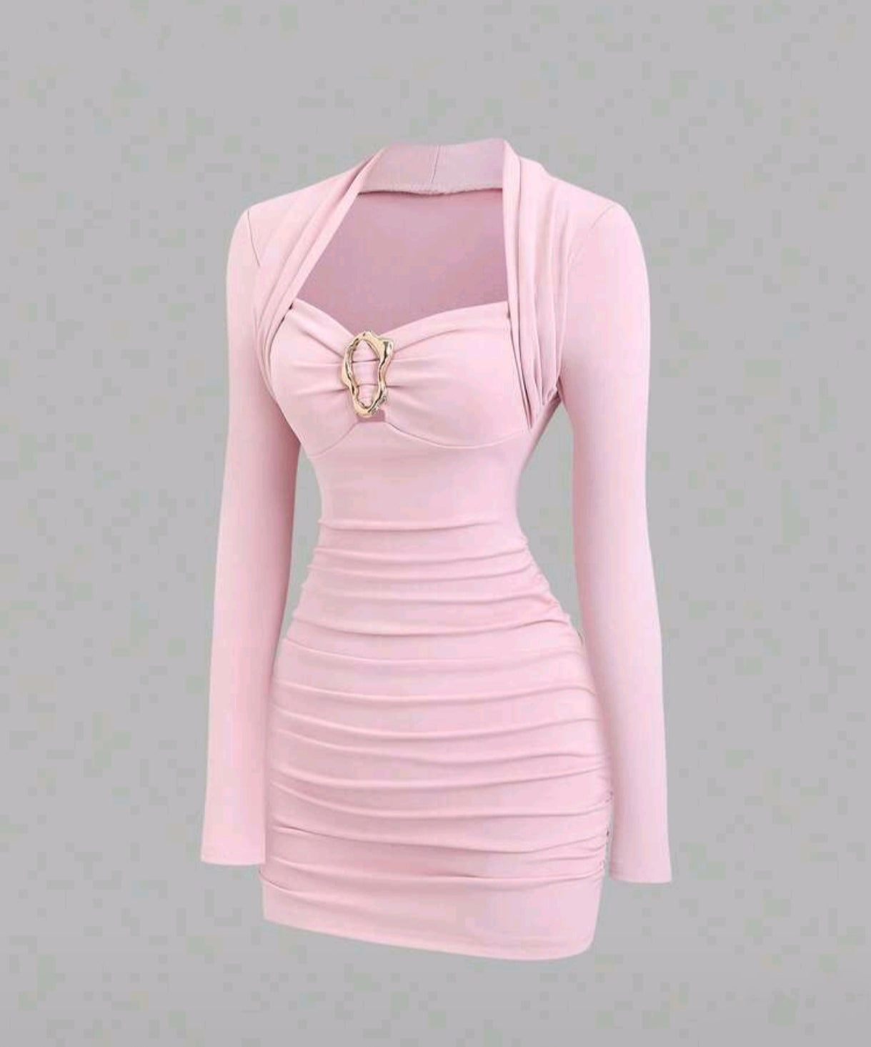 Růžové Glam mini šaty se zlatým detailem