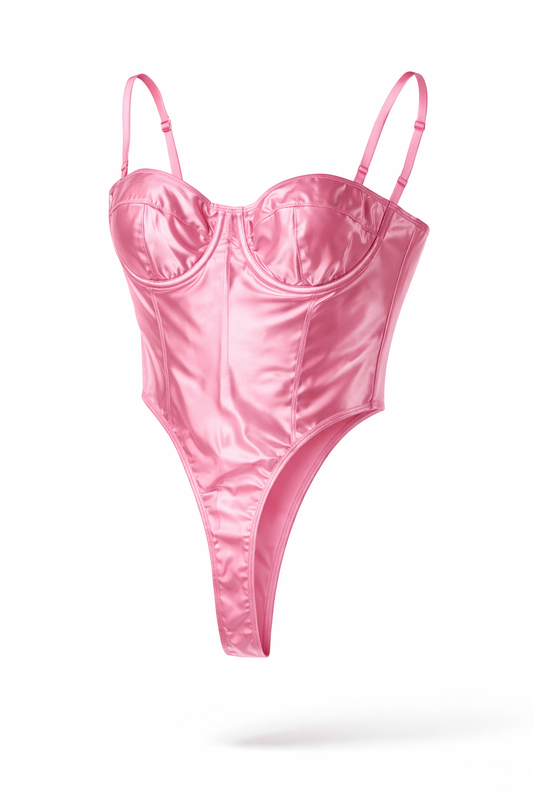Pink PU Desire Body – lesklé body z PU kůže