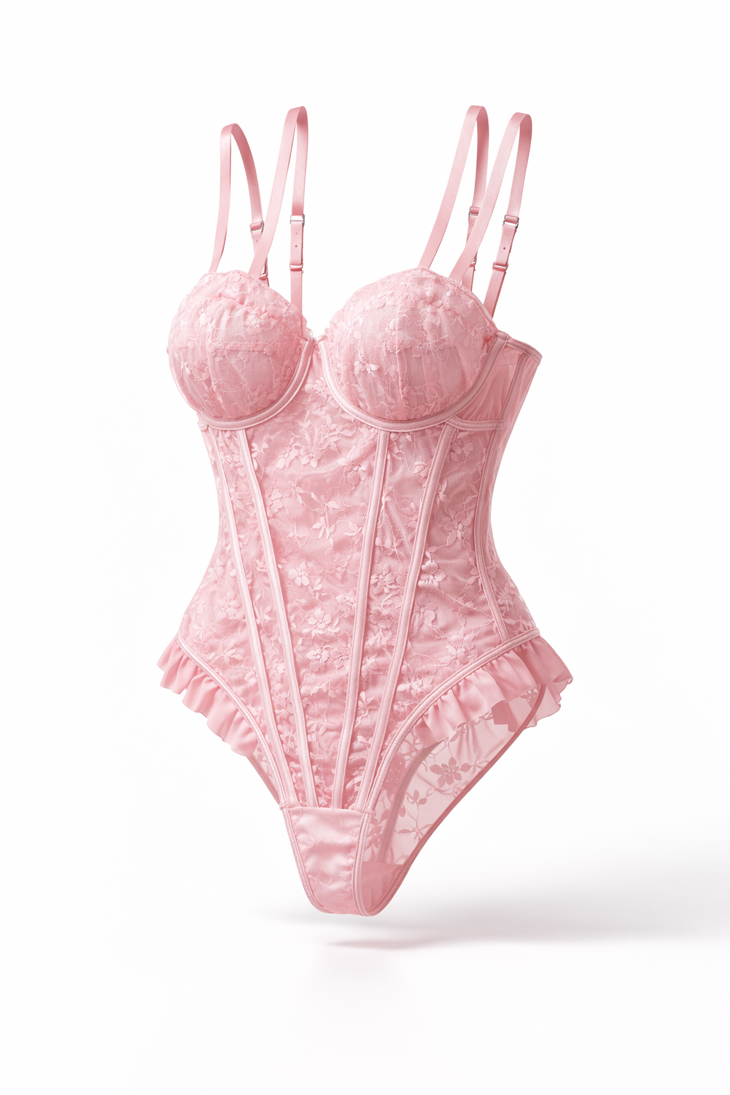 Růžové krajkové korzetové body – Soft Desire